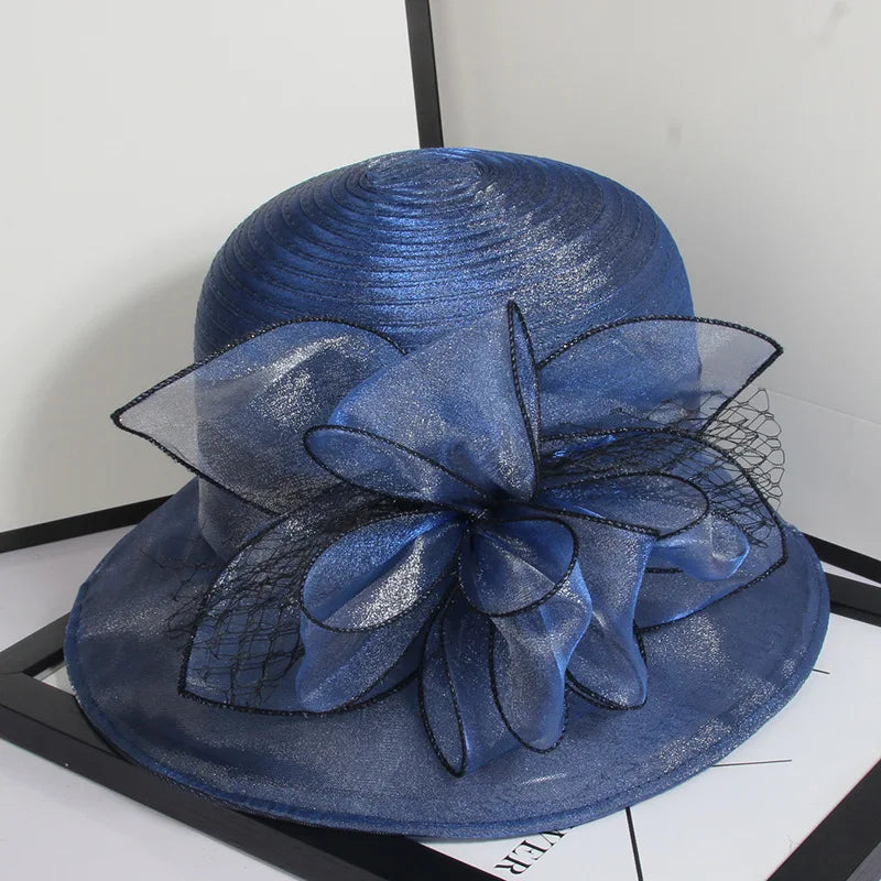 Elegant Sunshade Hats Organza Fabric Summer Floral LADYLYS