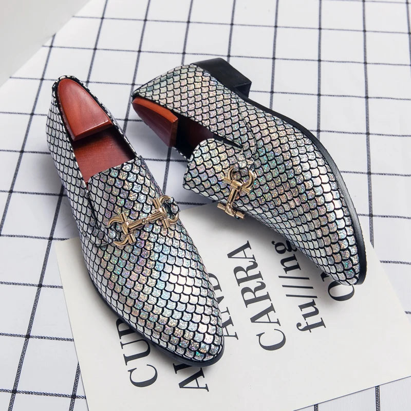 High-end banquet shoes, luxurious gold, pointed toe in genuine leather, large sizes: 38-48 LADYLYS