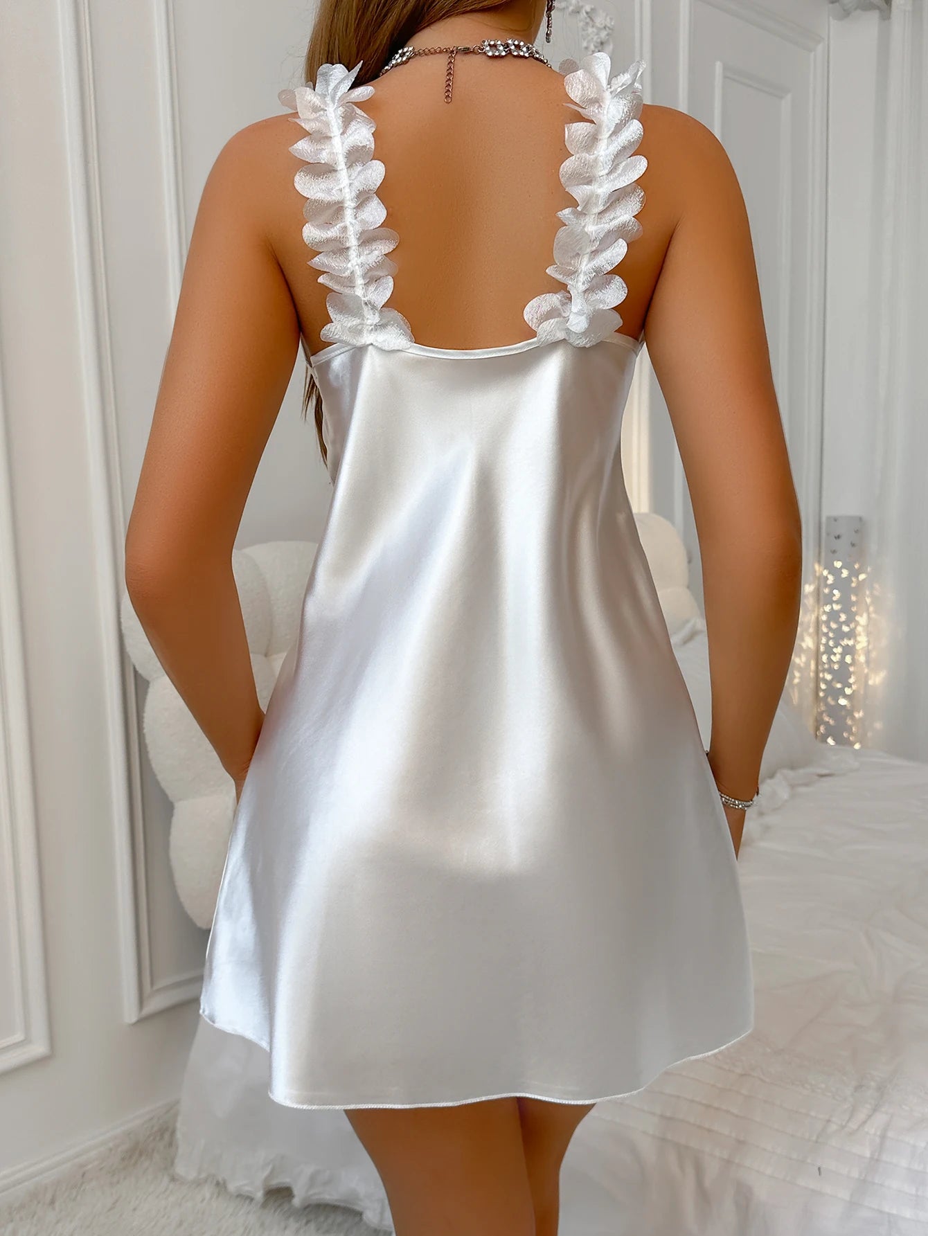 Women's Fashion Sexy New Design Lace V-neck Nightgown Comfortable nightdress LADYLYS