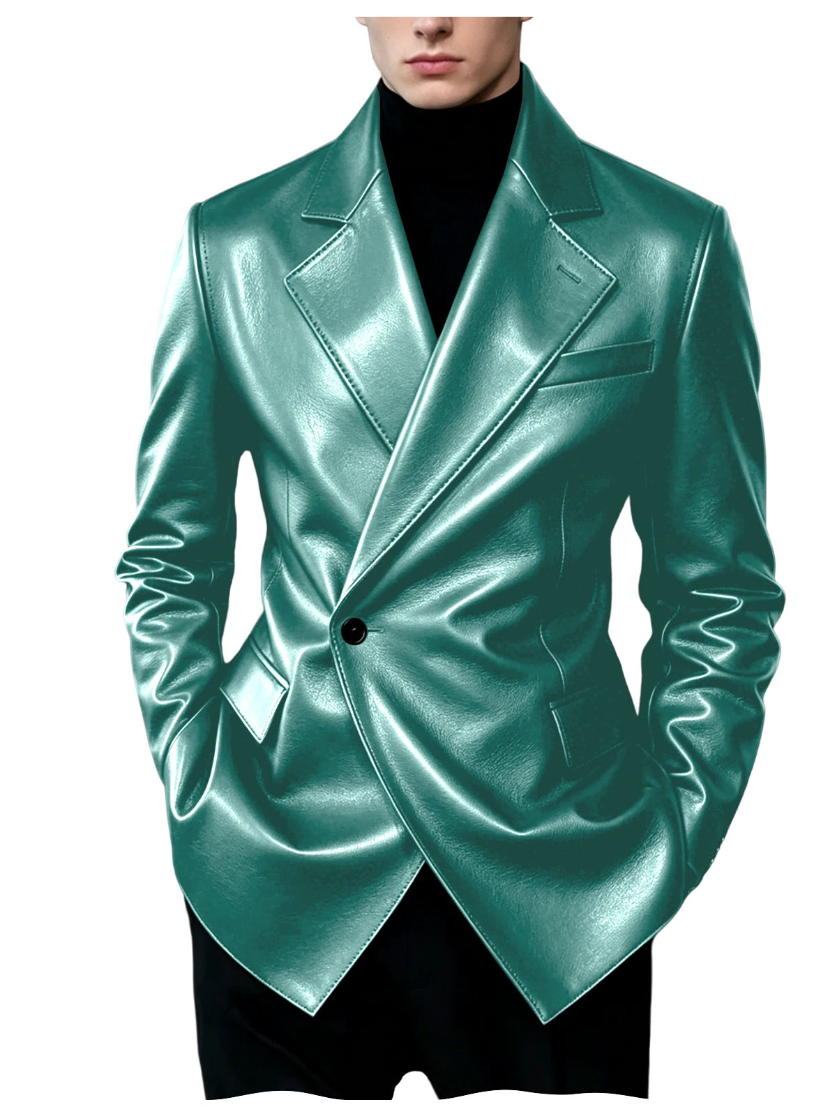 Men's Slim-Fit Faux Leather Blazer