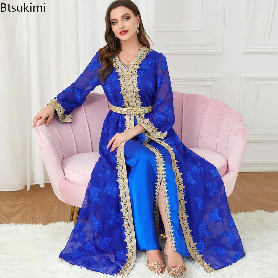 Ensemble 2 pièces pour femme musulmane, broderie, kimono arabe Matutina-Chic