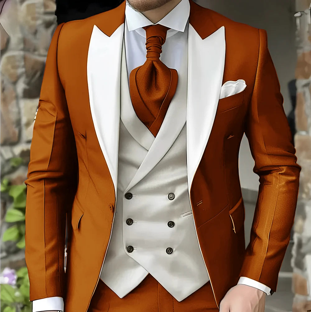 Elegant Peak Lapel Tuxedo 3-Piece Suit LADYLYS