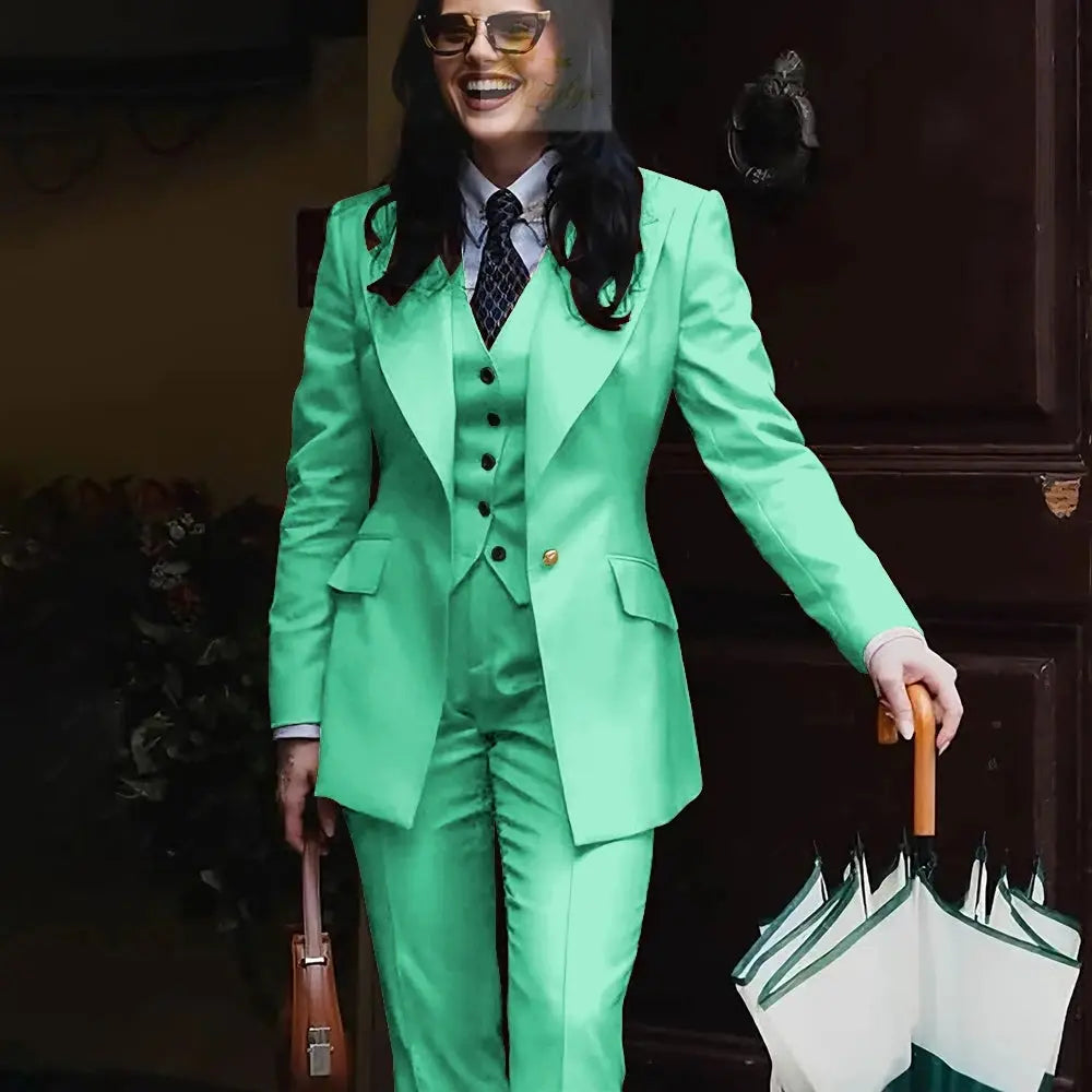 Women's Jacket Pant Sets 3Piece Suit Single Button Professional Outerwears LADYLYS
