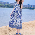 Casual Female Elegant  Print Knee-length 0-neck Floral Dress LADYLYS