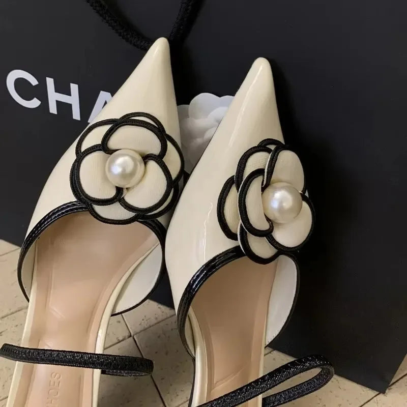 2025 Flower Pointed Toe High Heels Women Luxury Designer Sandals Female Summer Elegant Fashion Pumps Flower Mule Slippers Women LADYLYS