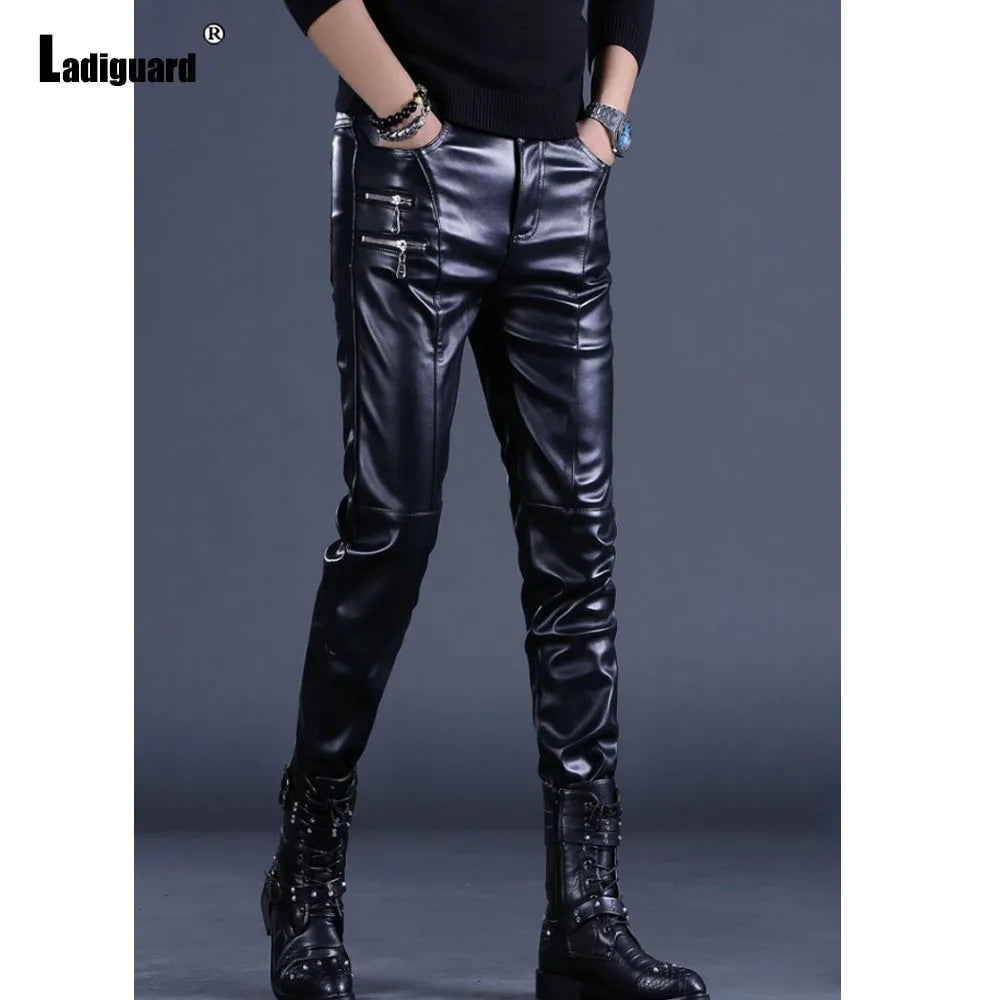 Men's Faux Leather Pencil Pants