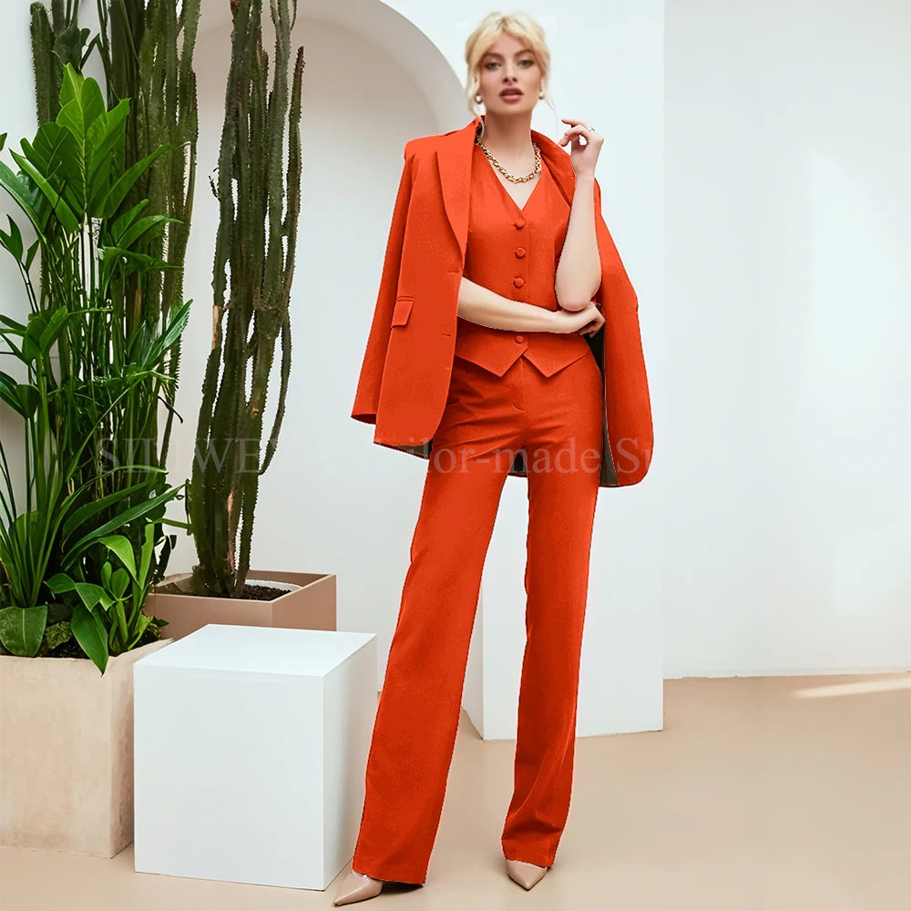 Chic Green 3-Piece Women's Suit – Slim Fit Blazer, Pants & Vest | Formal Office Set