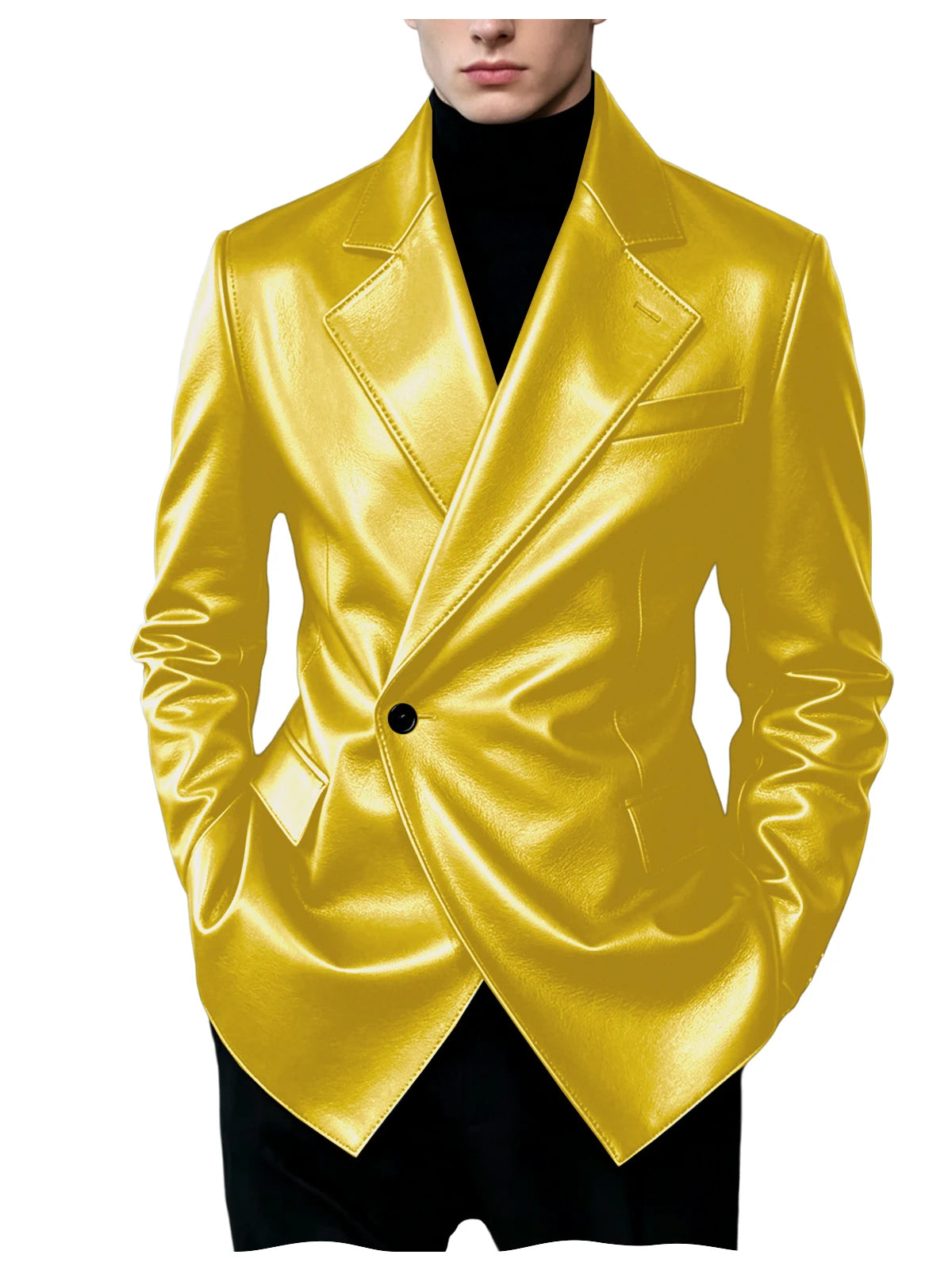 Men's Slim-Fit Faux Leather Blazer