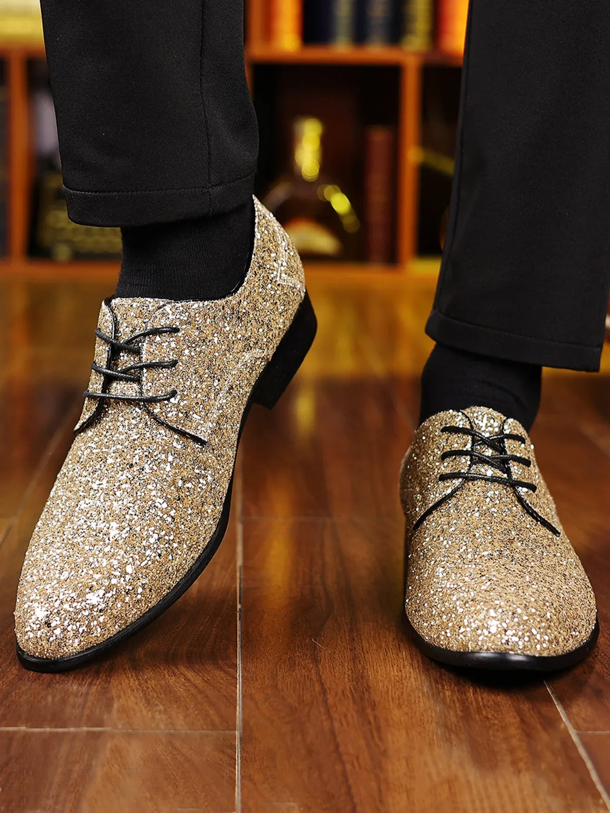 Men's Sequin Lace-Up Oxford Dress Shoes