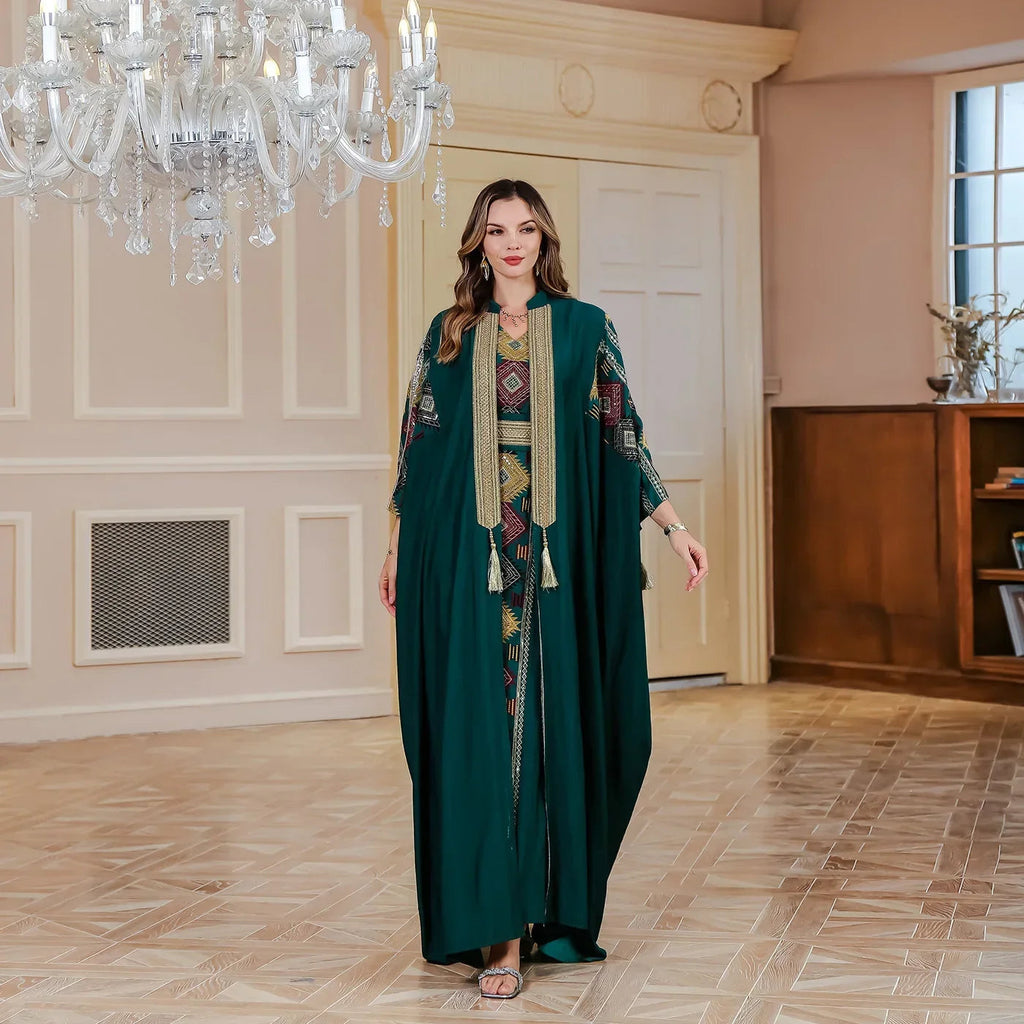 Ensemble 2 pièces pour femme musulmane de l'Aïd, robe brodée, abaya Matutina-Chic