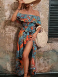 Ruffle Leace-up Beach Holiday Dress Elegant Temperament Lady LADYLYS