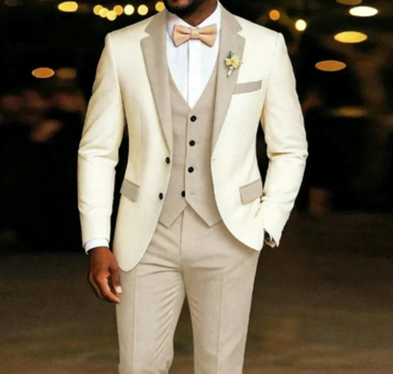 Men's 3-Piece Tuxedo Suit Set – Blazer, Vest & Trousers | Wedding & Prom