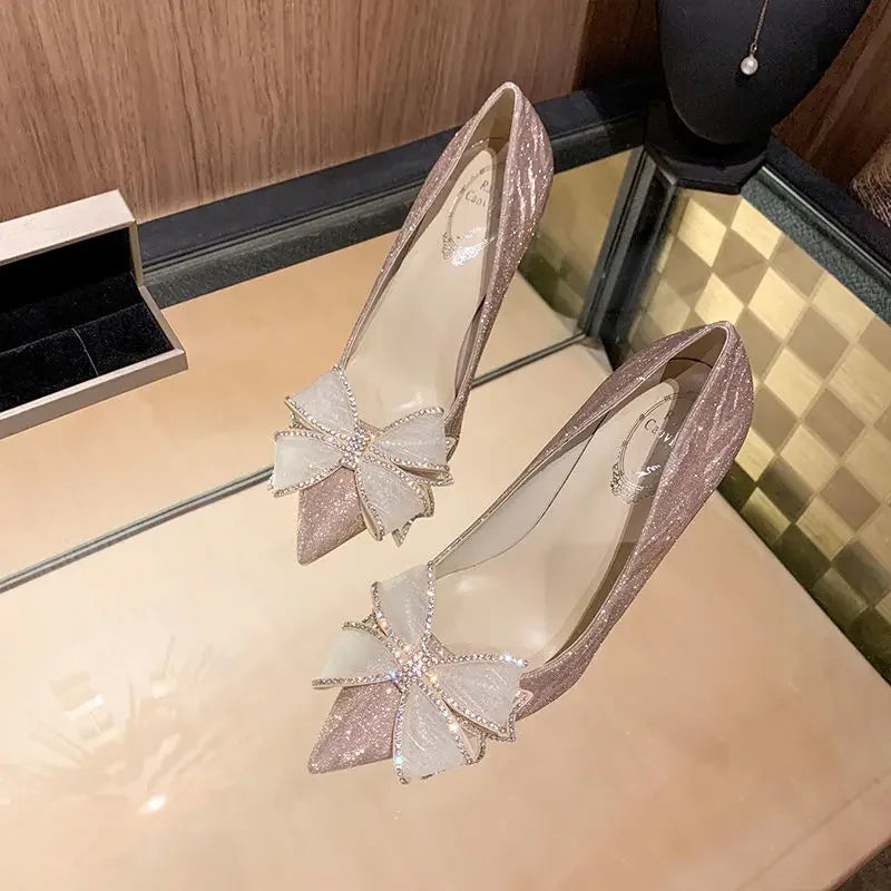 Cinderella Shoes Rhinestone High Heels Women Pumps Pointed LADYLYS