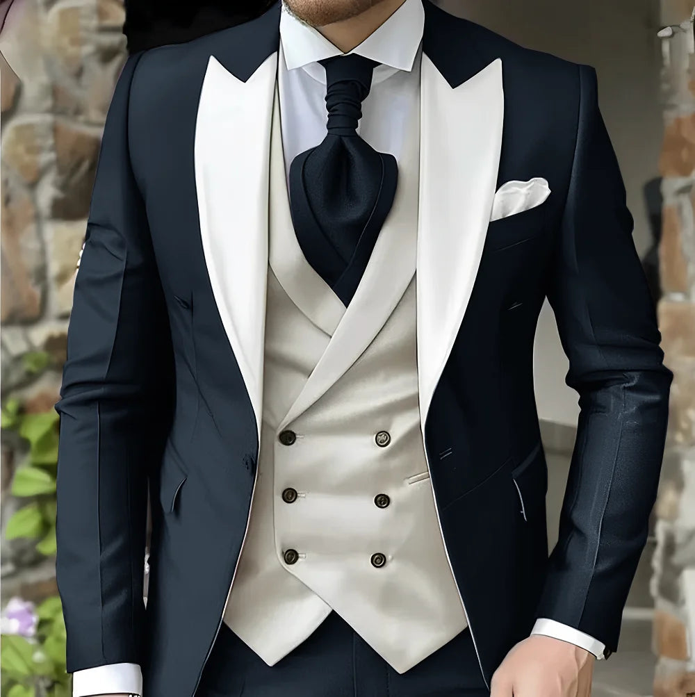 Elegant Peak Lapel Tuxedo 3-Piece Suit LADYLYS