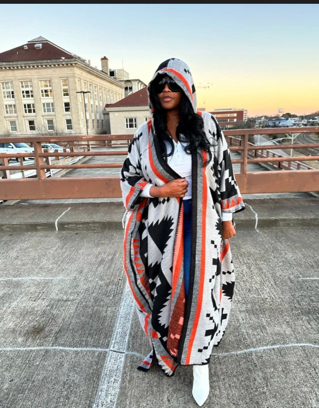 Women's African-Inspired Printed Longline Kimono Cardigan