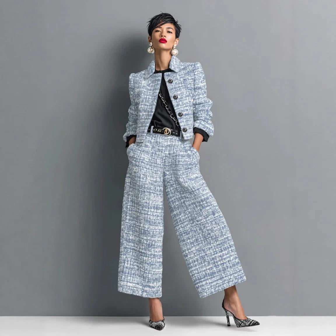 Women's 2-Piece Tie-Dye Set – Long Sleeve Short Jacket & Wide-Leg Pants