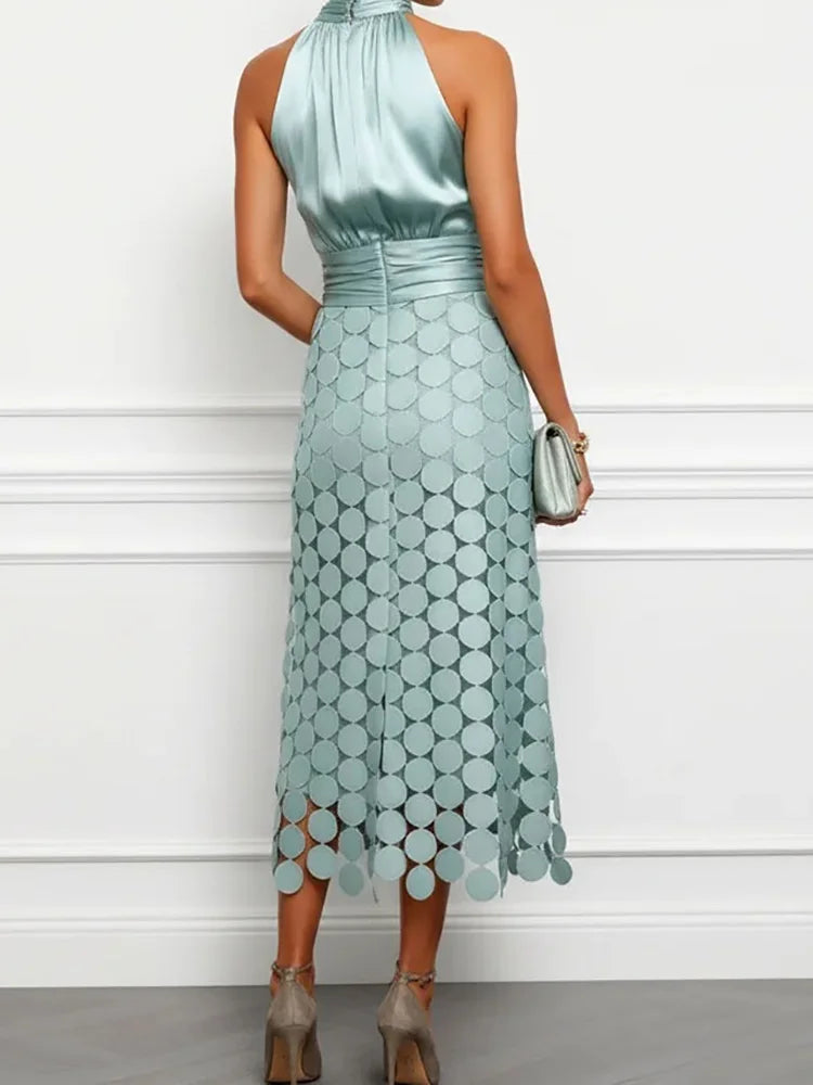 Sleeveless  Elegant Dress, Women Sumemr Solid Patchwork LADYLYS