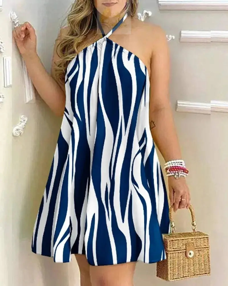 Floral Print Halter Neck Dress Boho Backless Halter Dress For Spring  Summer LADYLYS