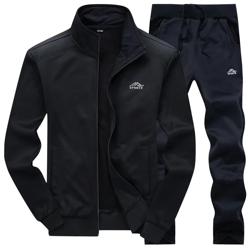 Men's Fleece Tracksuit Set – Zip Sweatshirt & Jogger Pants