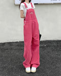 Summer Style loose Girls Pink wide leg trousers jumpsuit denim overalls LADYLYS