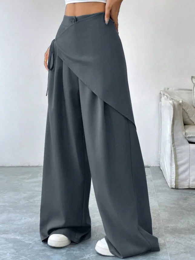 Women's Asymmetrical High-Waist Wide-Leg Pants