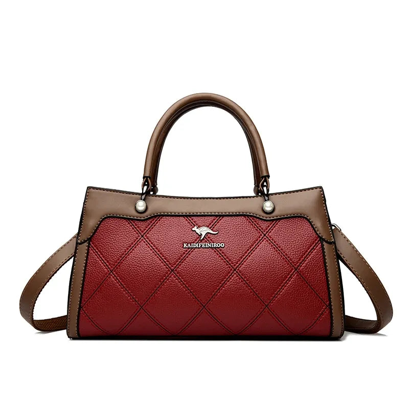 Women's Soft Leather Tote Bag with Interior Pockets