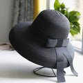 Vintage Breathable Straw Hat Black Ribbon Large Brim Sunshade Hat UV Protection Sun Hat Women LADYLYS