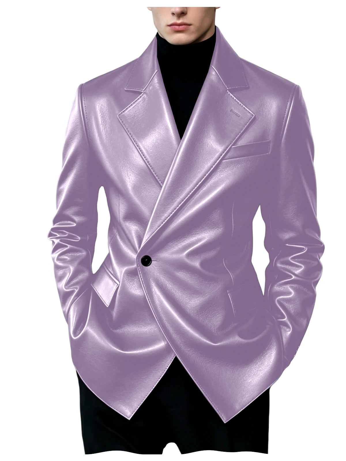 Men's Slim-Fit Faux Leather Blazer