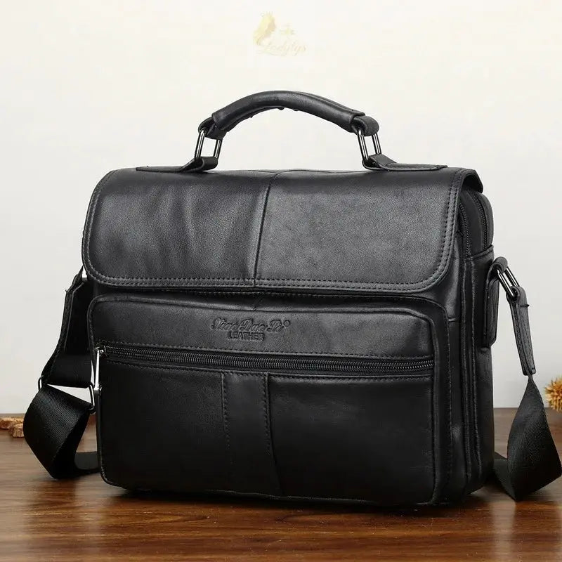 Men's genuine leather briefcase retro style cowhide crossbody bag large-capacity LADYLYS