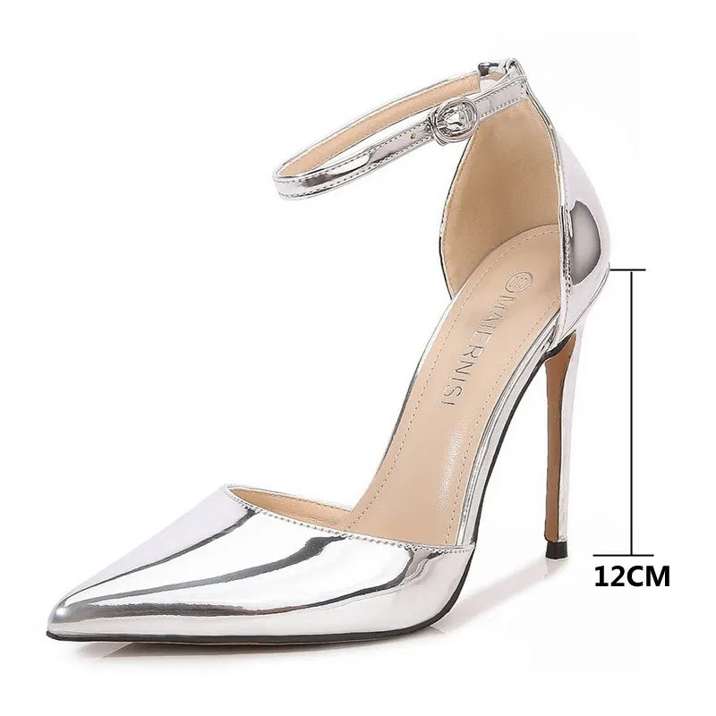 Women's Patent-Finish Buckle-Strap Stiletto Sandals