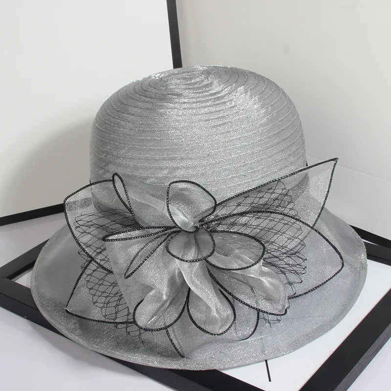 Elegant Sunshade Hats Organza Fabric Summer Floral LADYLYS