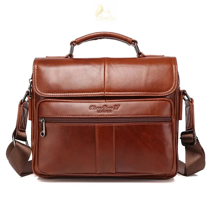 Men's genuine leather briefcase retro style cowhide crossbody bag large-capacity LADYLYS
