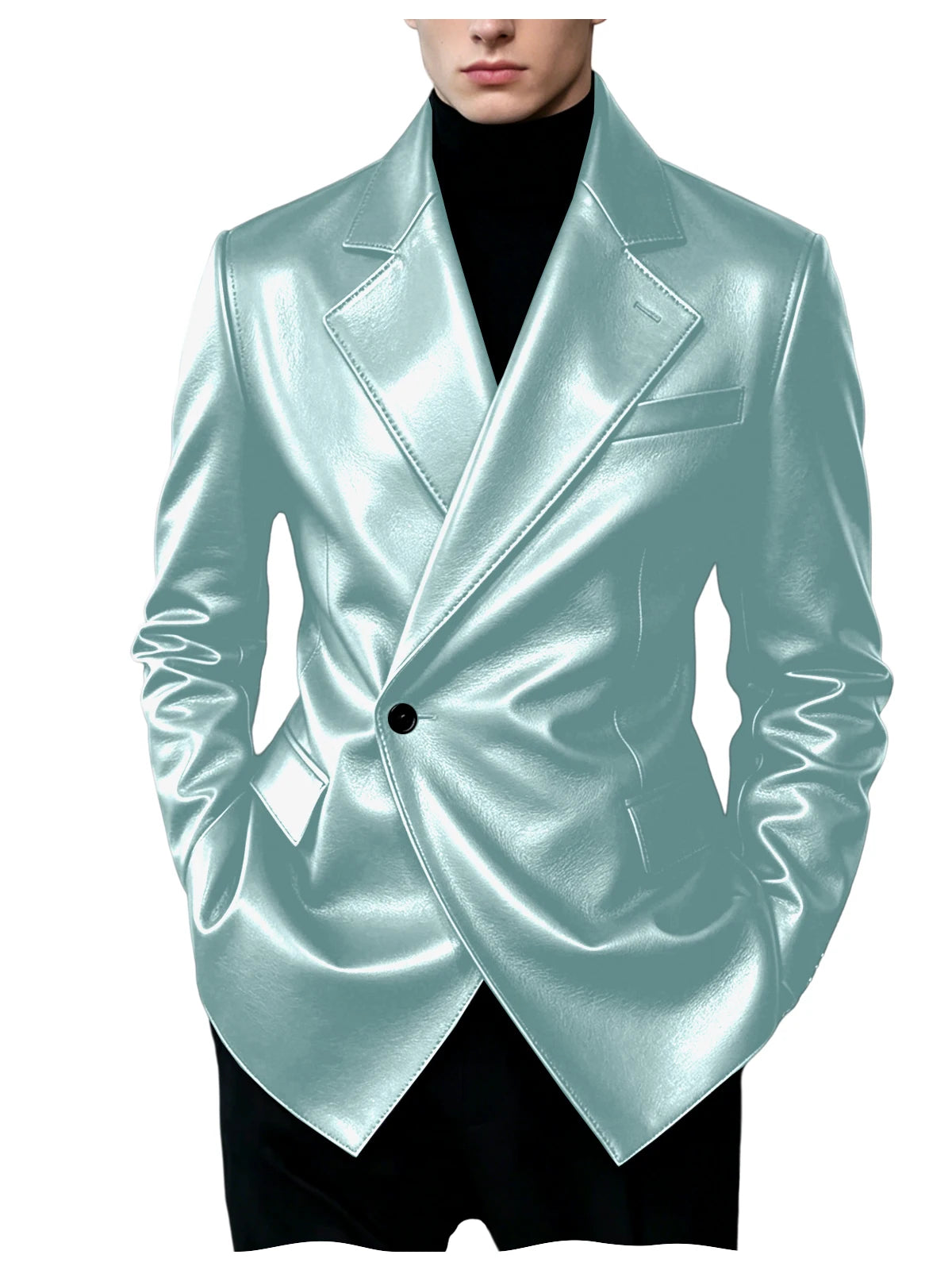 Men's Slim-Fit Faux Leather Blazer