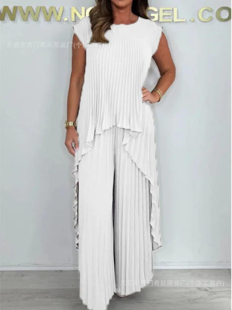 Summer Solid Casual Holiday Two Piece Sets Elegant LADYLYS