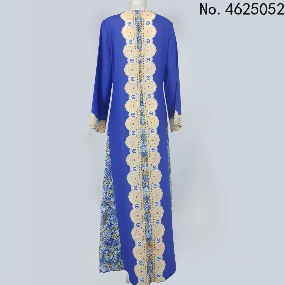 Ensemble 2 pièces pour femme musulmane, caftan marocain personnalisé, robe + abaya imprimée avec ceinture Matutina-Chic