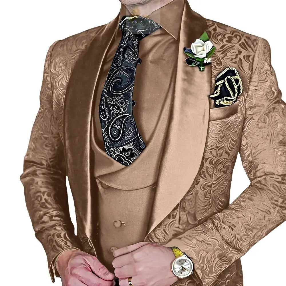 Elegant, high-quality 3-piece Jacquard suit set for men LADYLYS