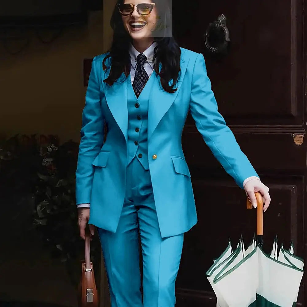 Women's Jacket Pant Sets 3Piece Suit Single Button Professional Outerwears LADYLYS