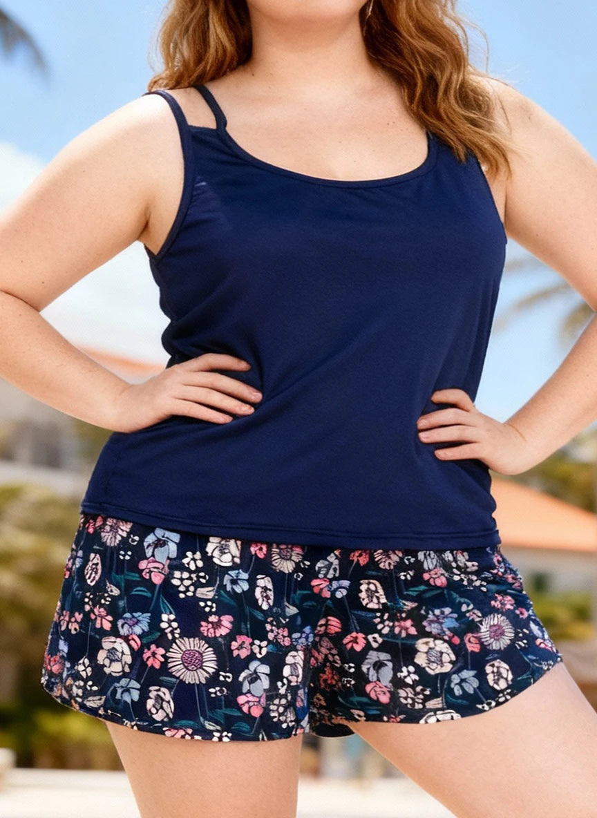 Spring Summer Loungewear Set Fresh Floral Print Camisole & Shorts 2-Piece LADYLYS