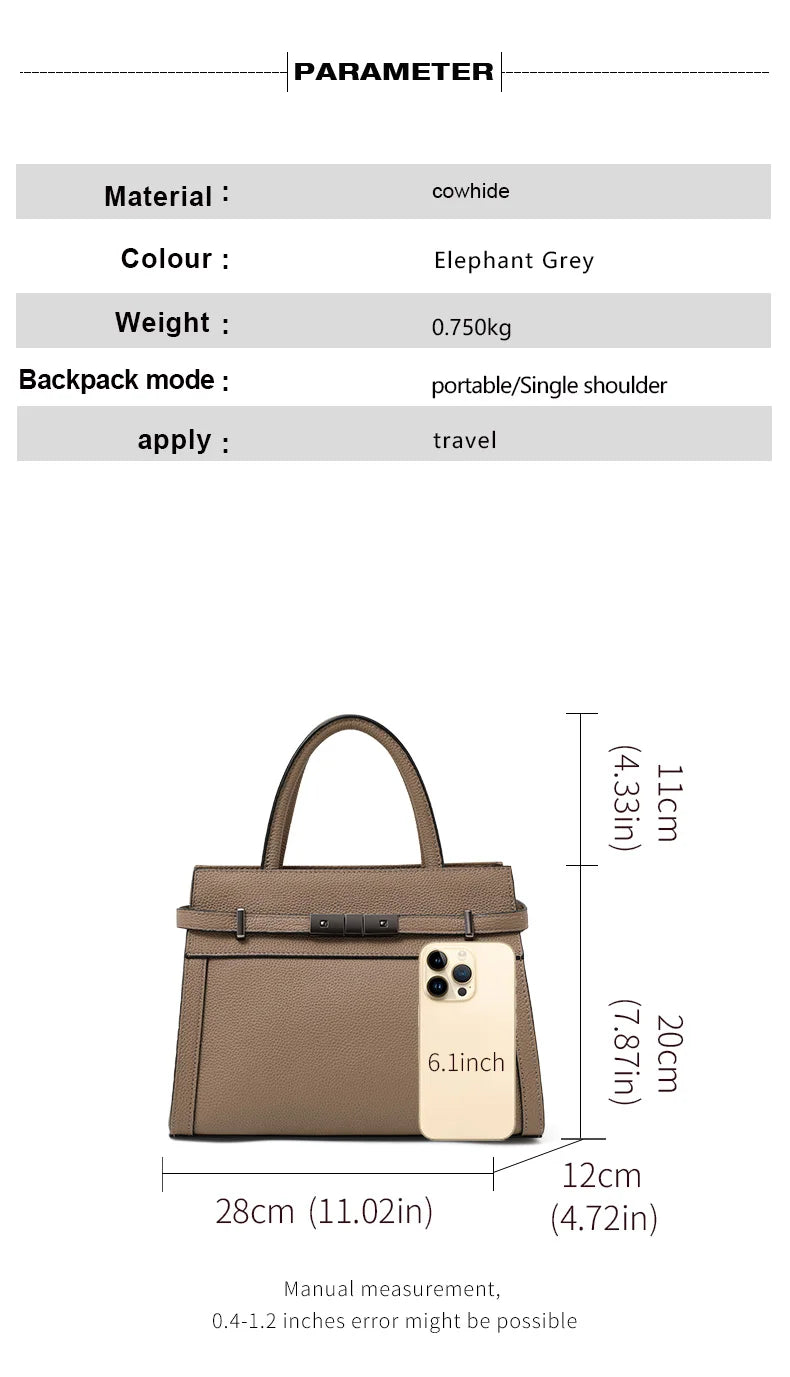 Genuine leather women's bag original first layer cowhide women's hand shoulder simple tote bag occupation LADYLYS