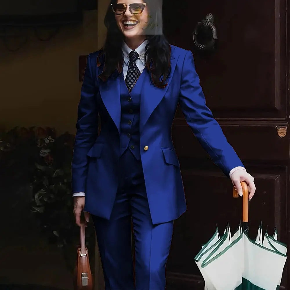 Women's Jacket Pant Sets 3Piece Suit Single Button Professional Outerwears LADYLYS