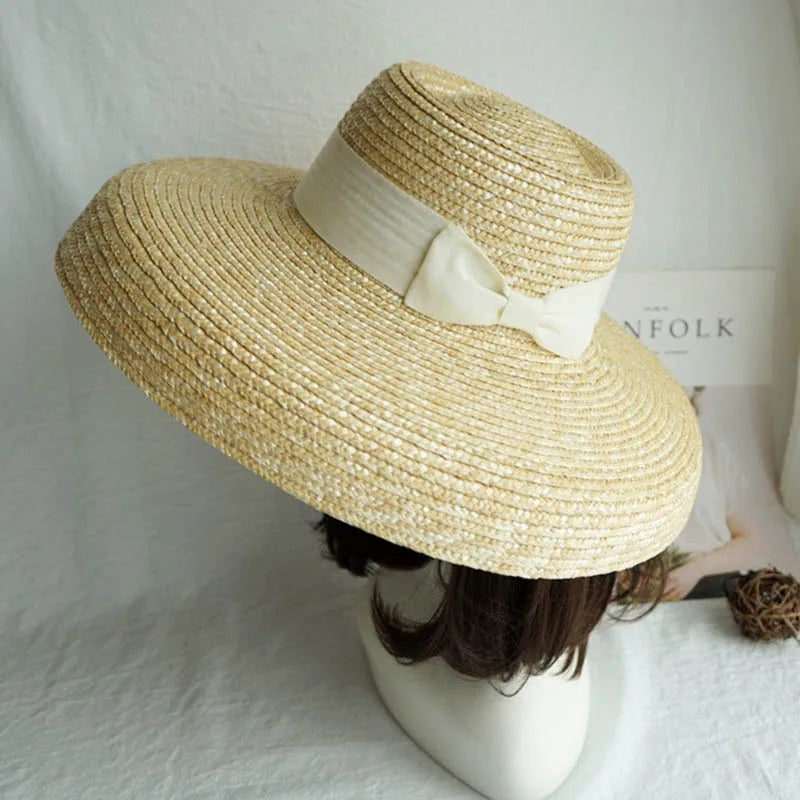 Designer Summer Hat 15cm Big Brim Straw Hat Women Sun Beach Hat Lampshade Hat Wedding Hat For Bridesmaid LADYLYS