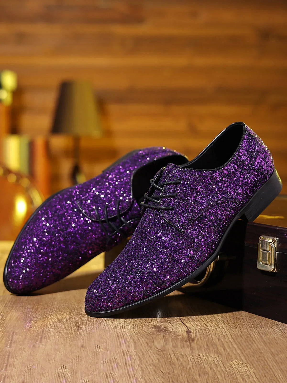 Men's Sequin Lace-Up Oxford Dress Shoes