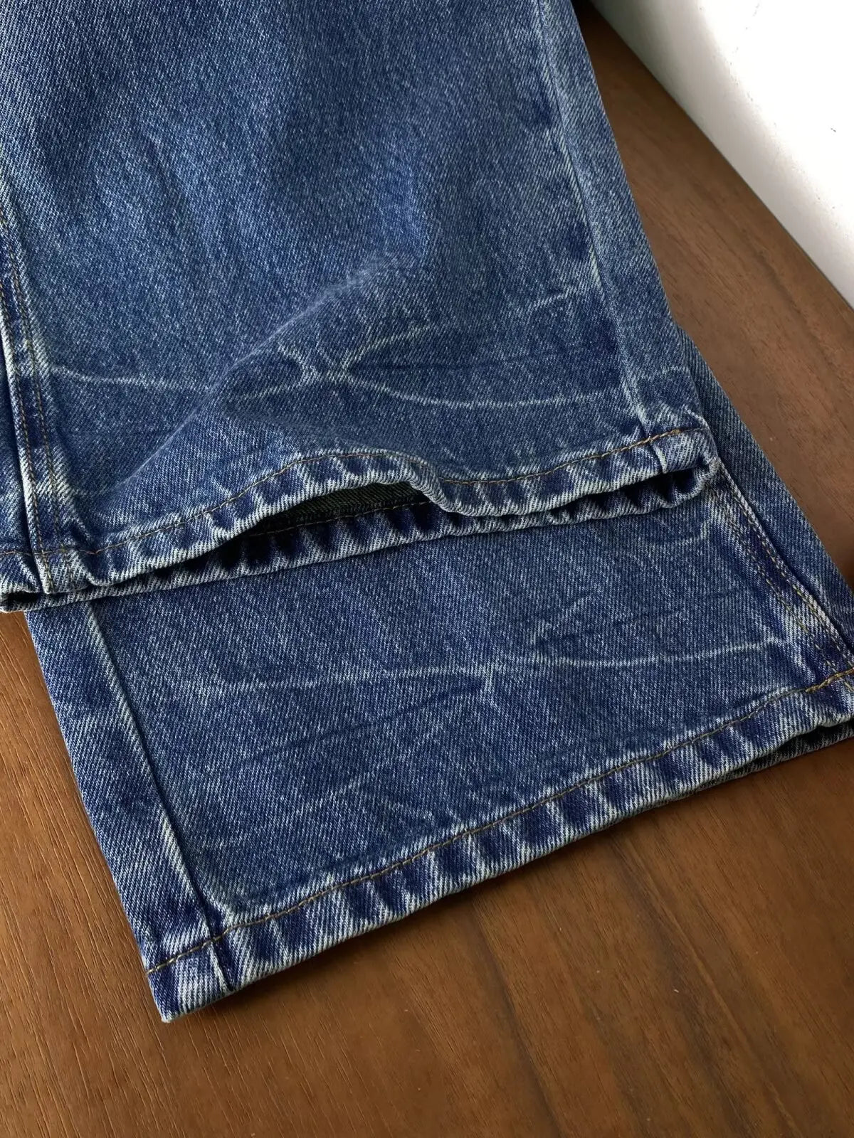 Women's Plus Size Vintage Washed High-Waist Wide-Leg Jeans | Irregular Loose Denim Trousers