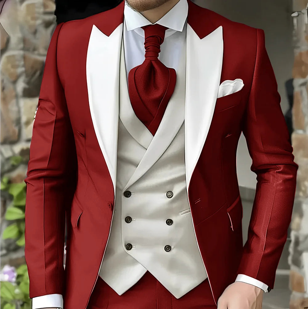 Elegant Peak Lapel Tuxedo 3-Piece Suit LADYLYS