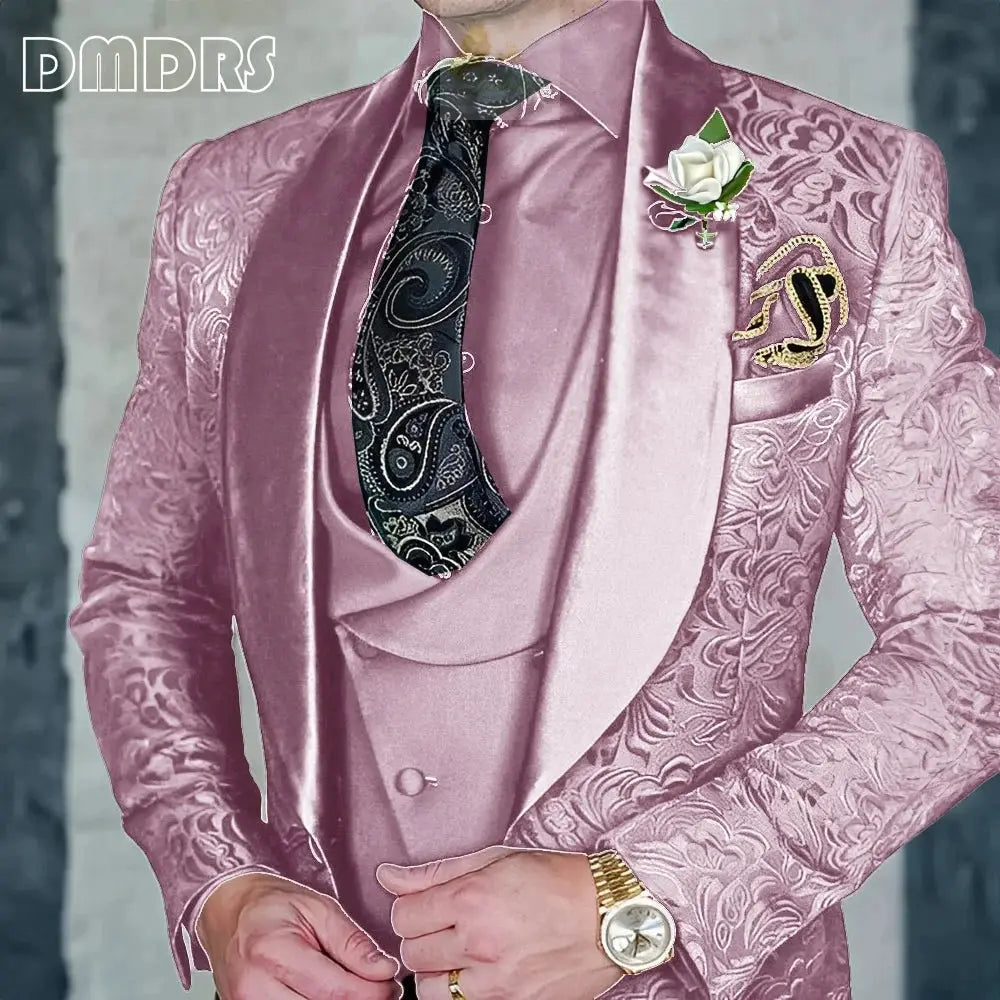 Elegant, high-quality 3-piece Jacquard suit set for men LADYLYS