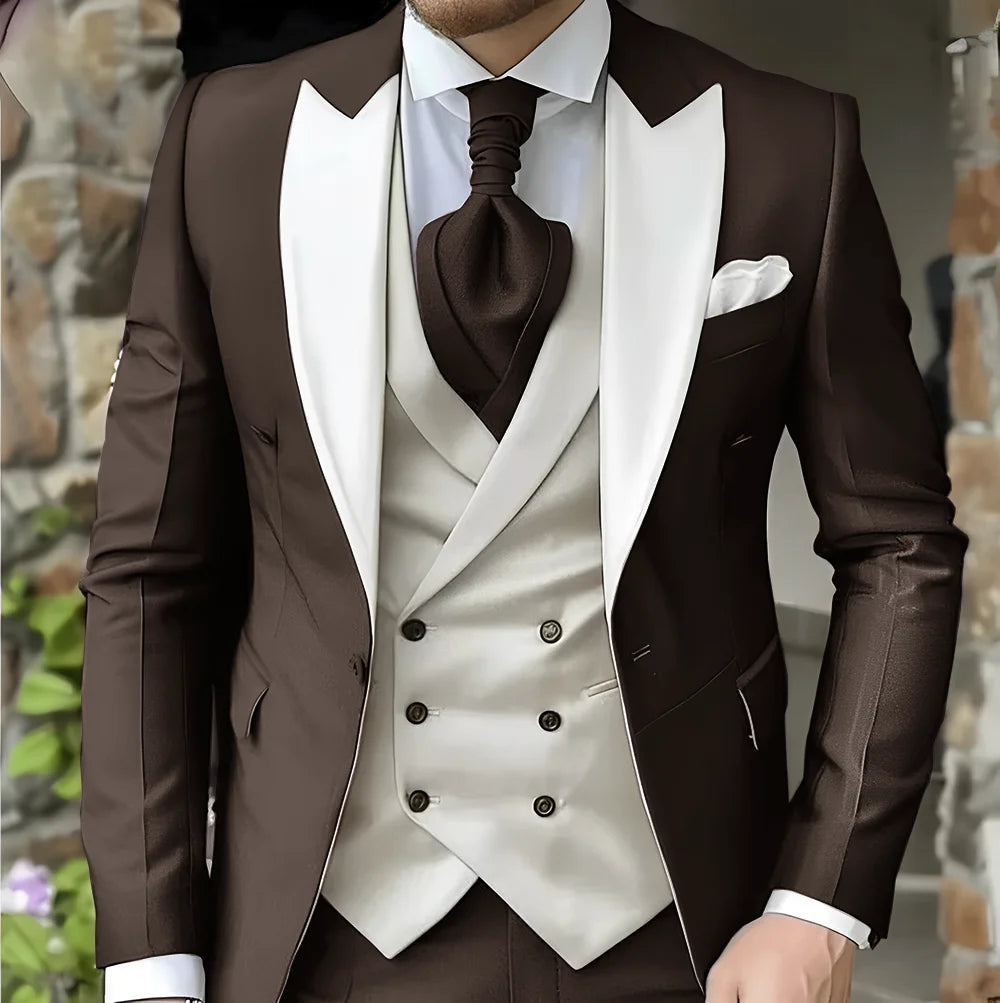 Elegant Peak Lapel Tuxedo 3-Piece Suit LADYLYS