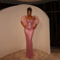 Sequin Mermaid Evening Gown with Crystal Details