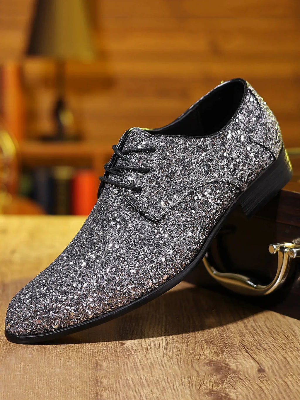 Men's Sequin Lace-Up Oxford Dress Shoes