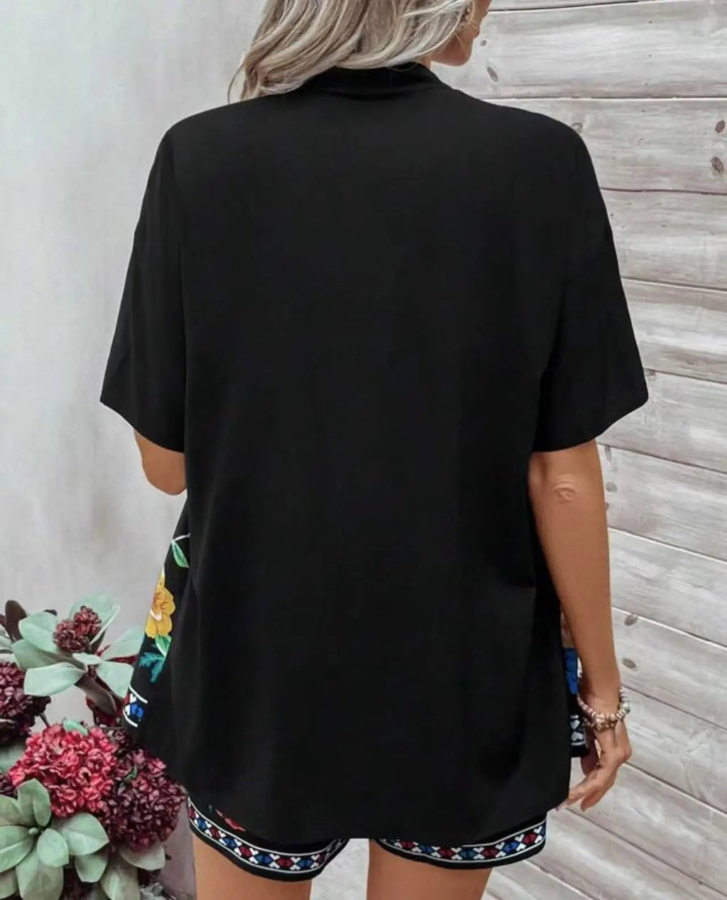 Casual Printed Cardigan Short-sleeved Top Shorts Two-piece Set LADYLYS