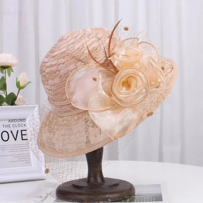 Fahsion Sun Big Brim Vintage Lace Flower Pot French Hat LADYLYS